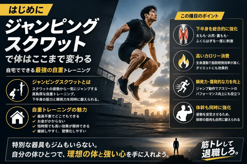 【自重最強】ジャンピングスクワットで鍛えられる筋肉一覧：はじめに
