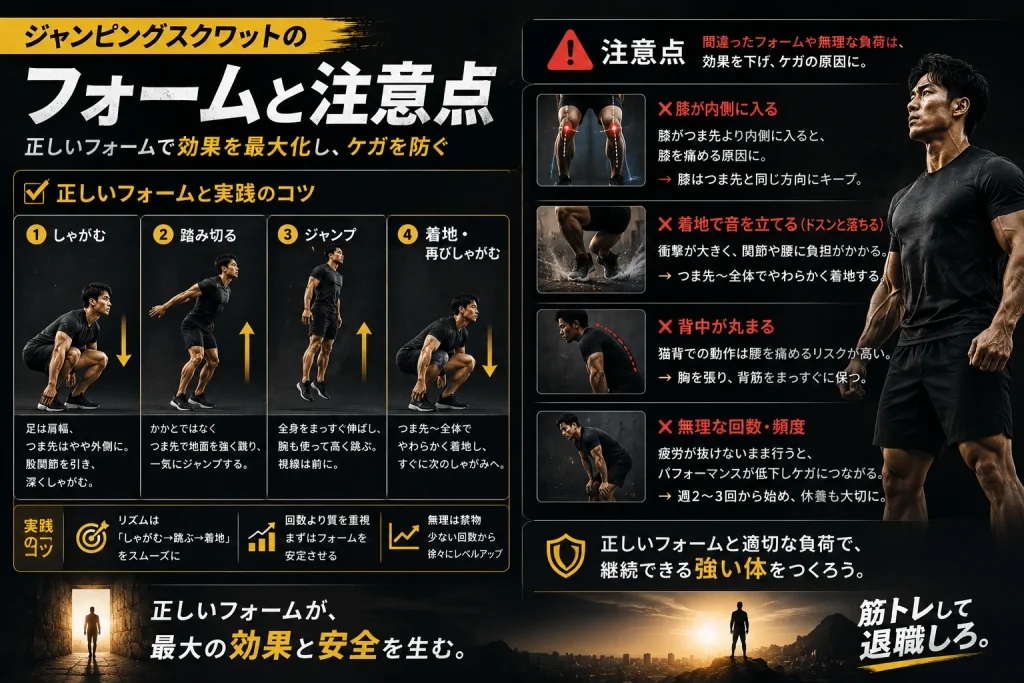 ジャンピングスクワットのフォームと注意点