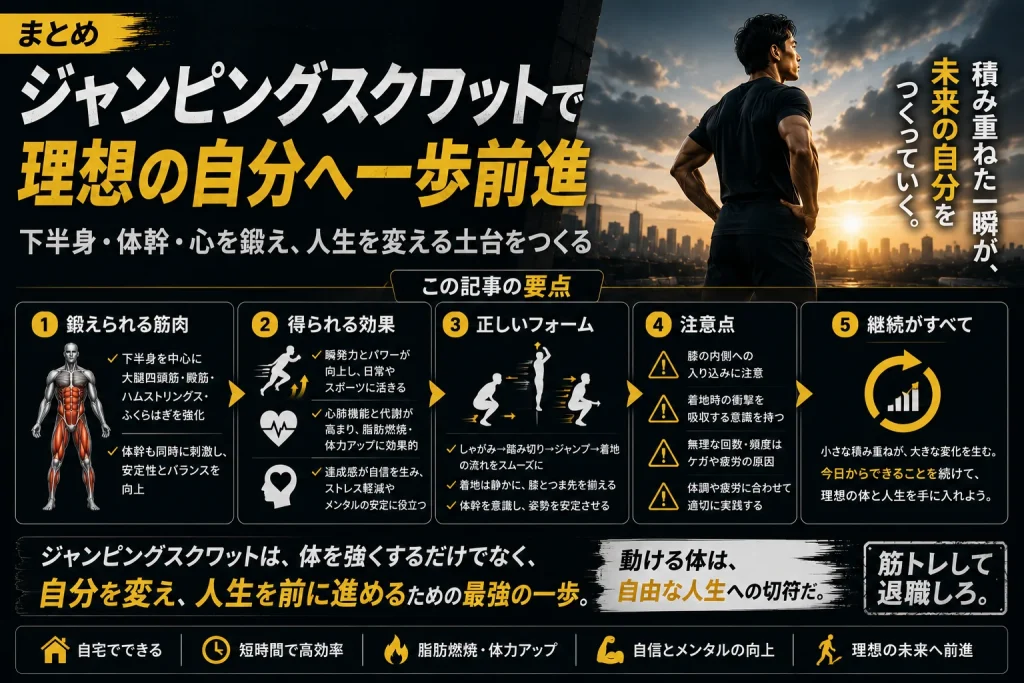 【自重最強】ジャンピングスクワットで鍛えられる筋肉一覧